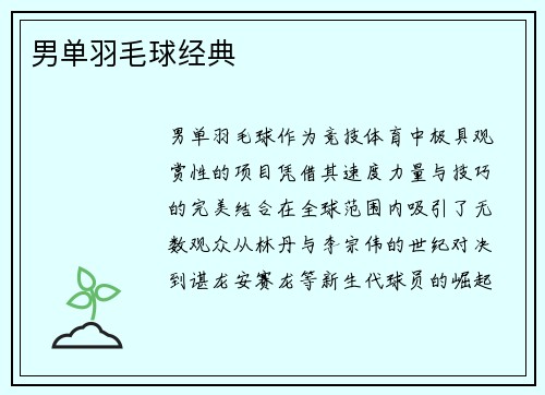 男单羽毛球经典